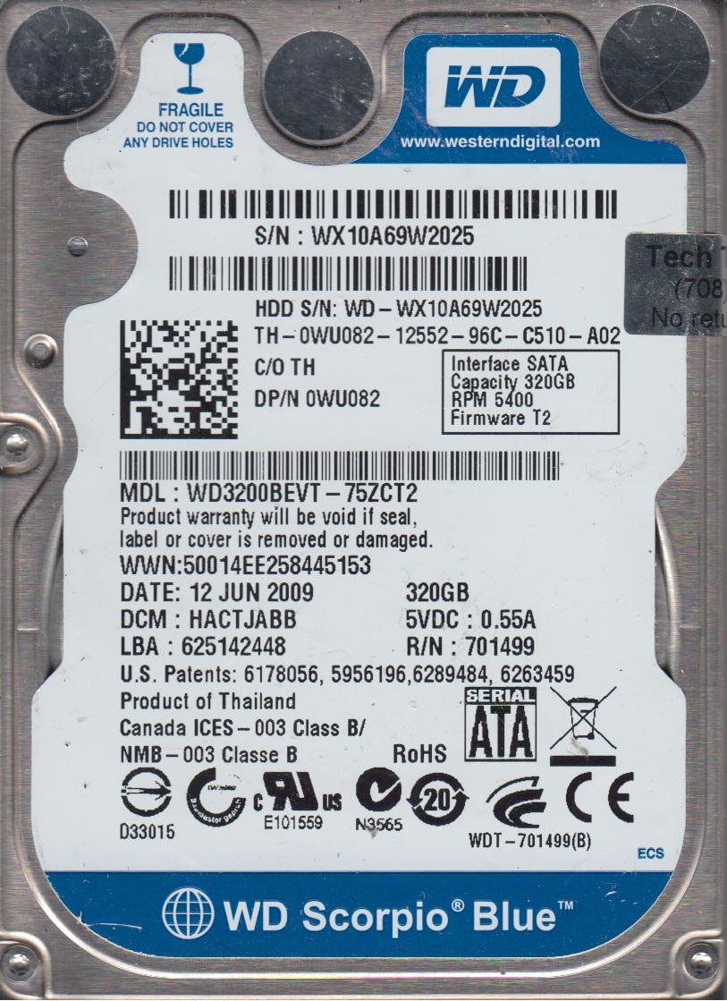内蔵型ハードディスクドライブ Western Digital WD3200BEVT 2.5 HDD 320GB Amazon | wd3200bevt-75zct2、DCM hactjabb、Western Digital